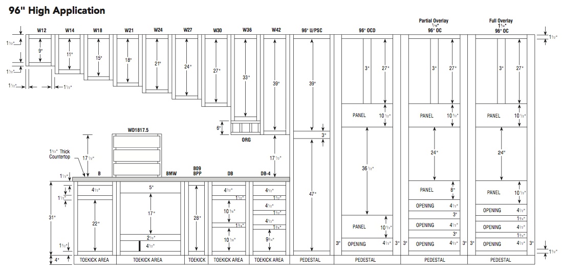 Aristokraft 96H tall cabinet specifications