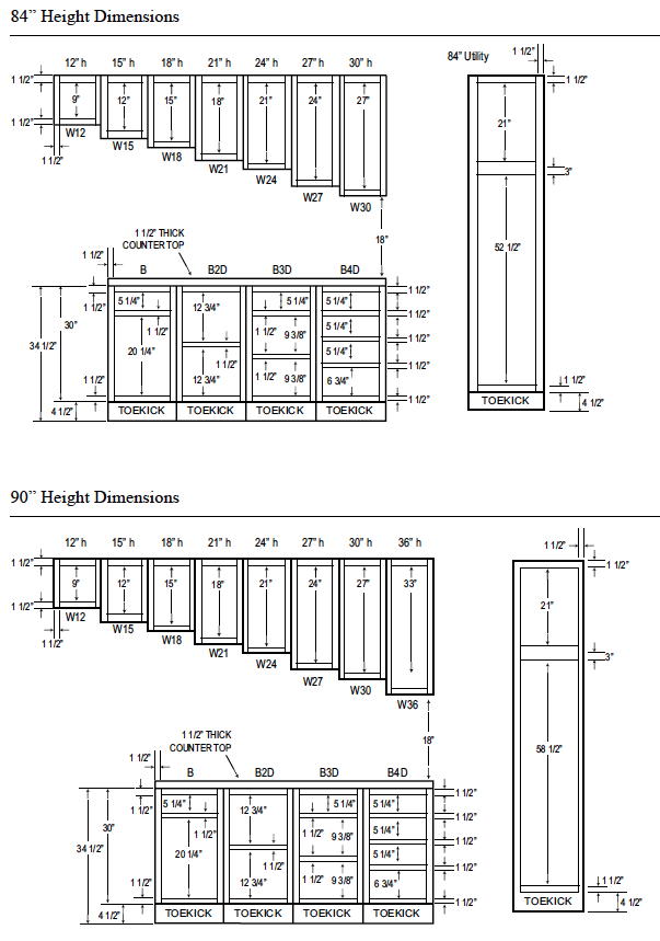 Woodcraft 84-90H cabinet specifications