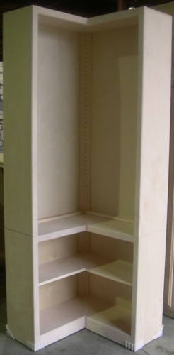 L-Shaped Contemporary bookcase base with hutch