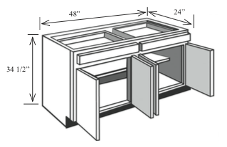 B48: Kitchen Base Cabinet, 48"w x 34 1/2"h x 24"d