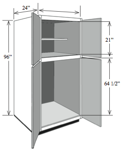 BBC2784: Kitchen Base Utility Cabinet, 27"w x 84"h x 24"d