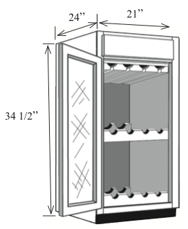 BWC21: Kitchen Base Wine Cabinet, 21"w x 34 1/2"h x 24"d
