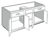 VEM60: Vanity Combination Cabinet, 60"w x 31"h x 21"d