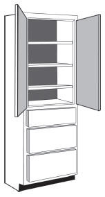 VLD2484: Vanity Linen Closet with Drawers, 24"w x 84"h x 21"d