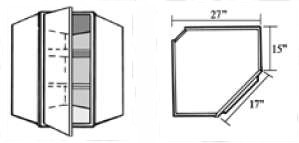WCR2736: Kitchen Corner Diagonal Wall Cabinet, 36"h x 27" along Wall