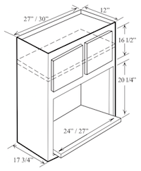 WM3042: Kitchen Microwave High Wall Cabinet, 30"W x 42"H x 12"D